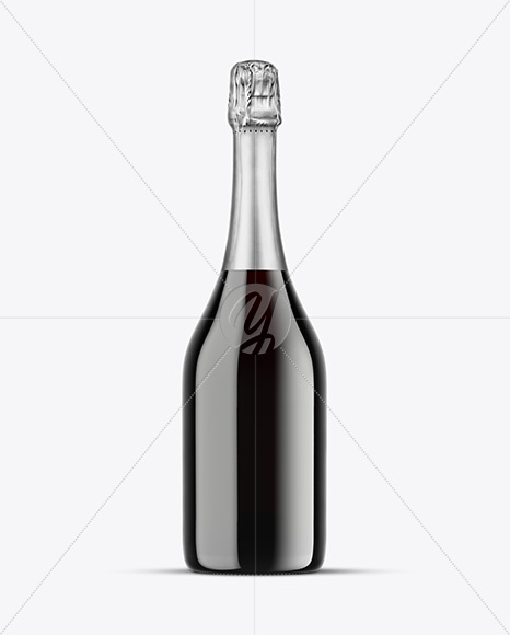 Green Glass Red Champagne Bottle Mockup