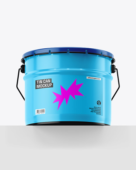 Glossy Tin Can w/ Metallic Handle Mockup