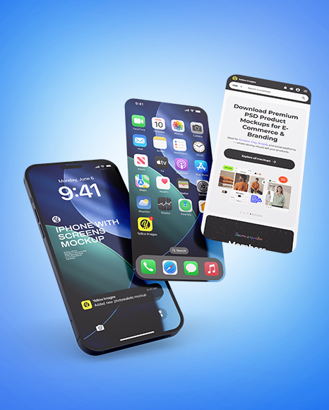 Apple Iphone with Screens Mockup