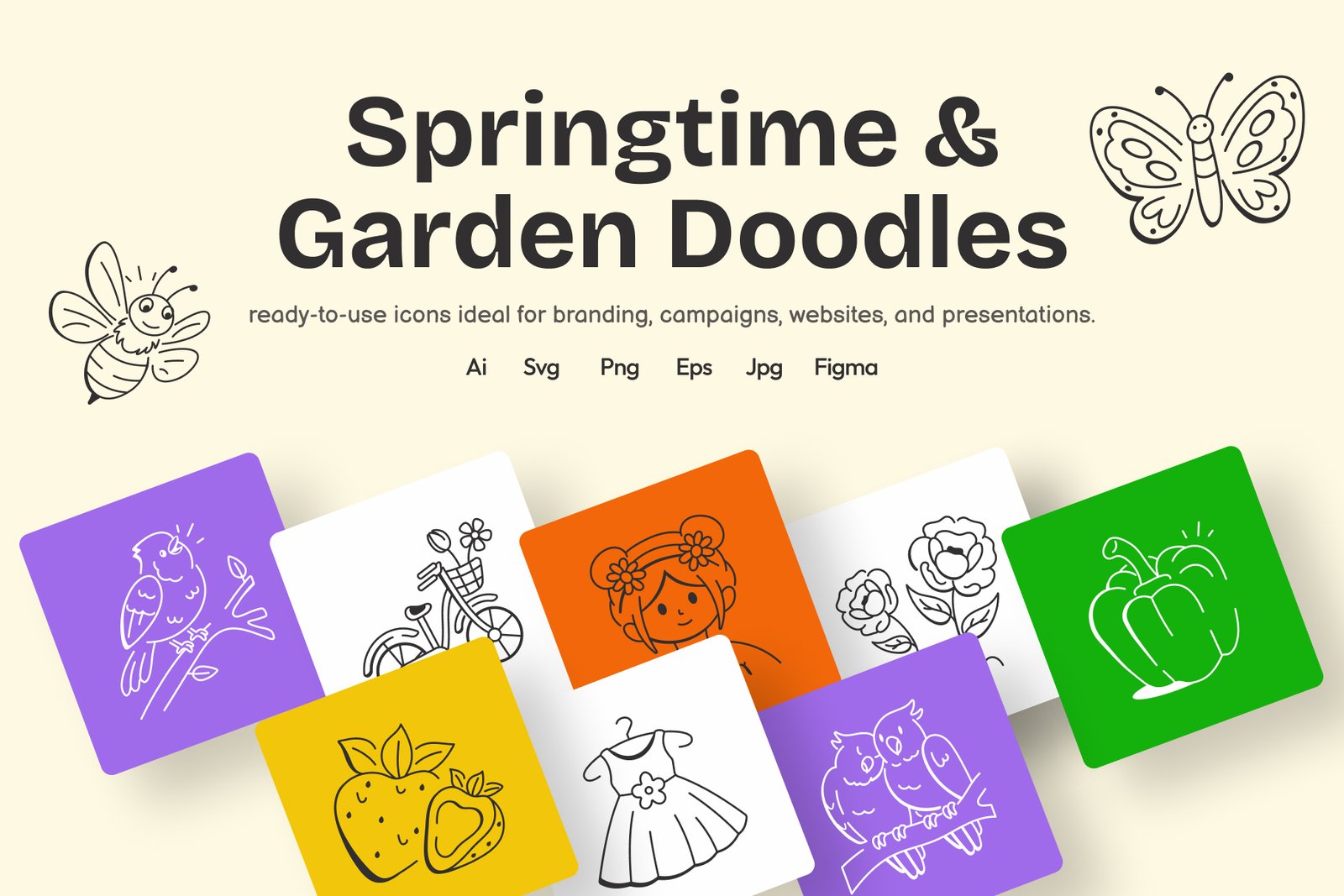 Springtime and Garden Doodles Set