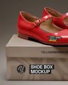 Pair of Mary Janes with Shoe Box Mockup