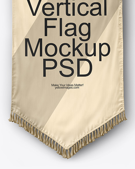 Vertical Flag With Wooden Pole Mockup