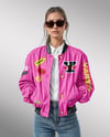Woman in Sunglasses Wearing Bomber Jacket and Jeans Mockup