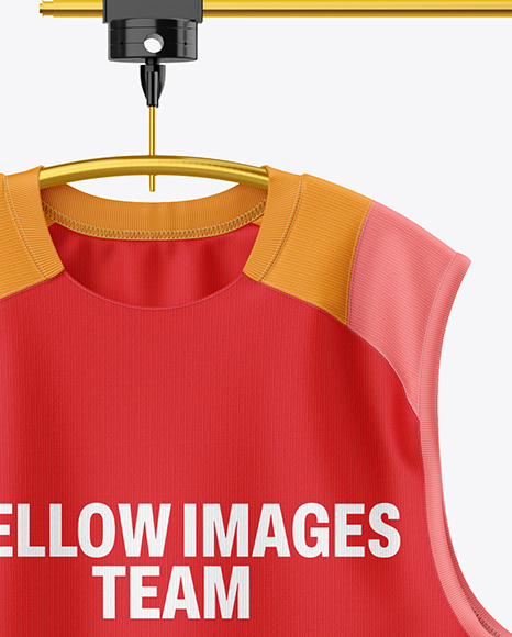 Training Sleeveless Jerseys Hanging in a Studio Mockup