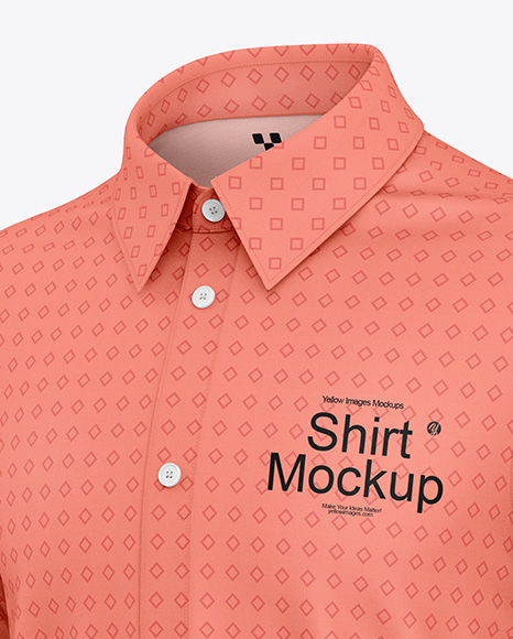 Men's Short Sleeve Shirt Mockup - Half Side View