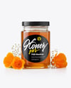 Glass Jar with Wildflower Honey Mockup