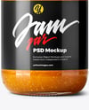 Glass Jar with Apricot Jam Mockup