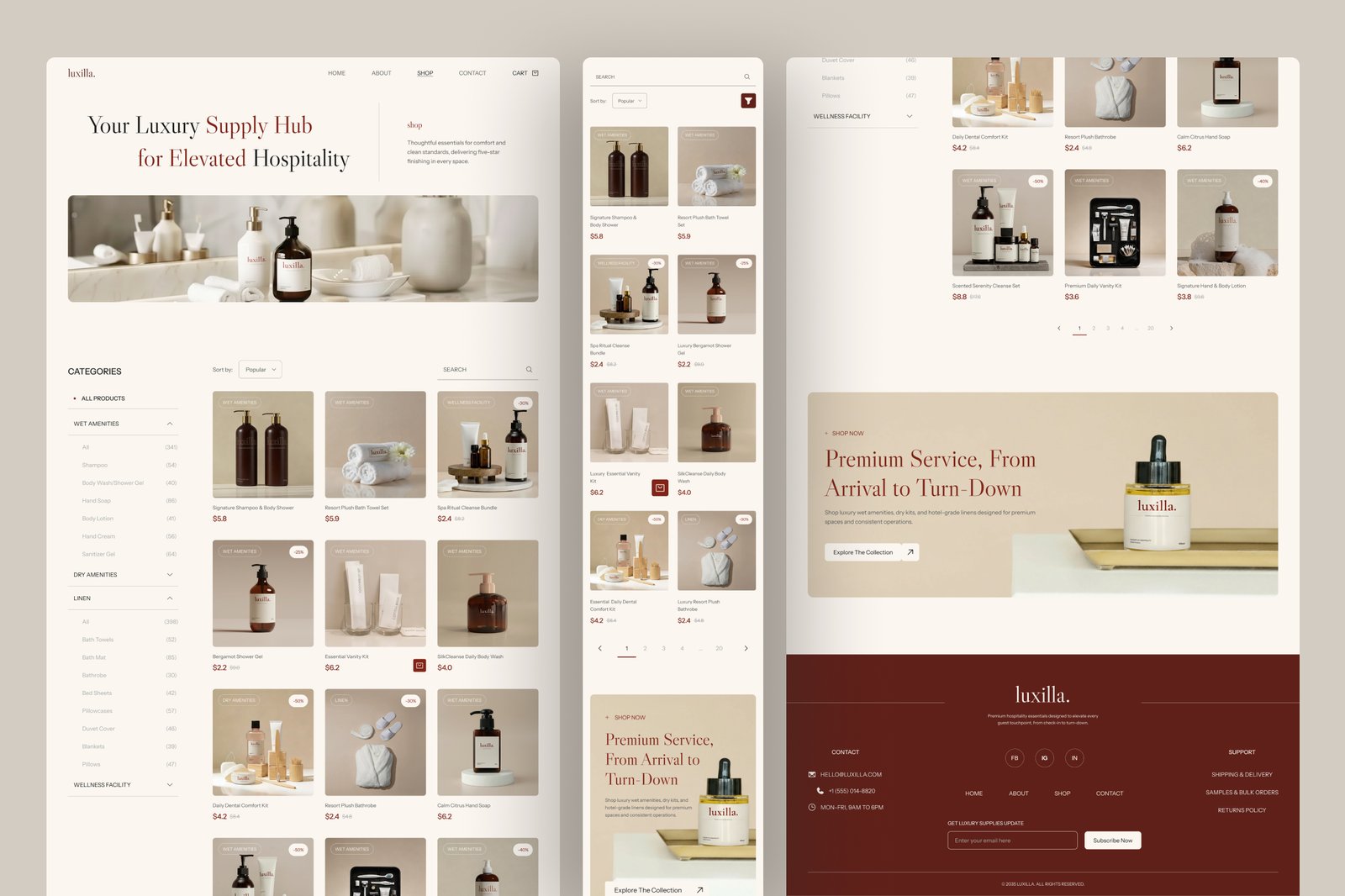 Luxilla - Hospitality E-Commerce Website UI Figma Template