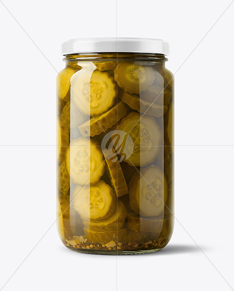 Glass Jar with Bread & Butter Pickles Mockup