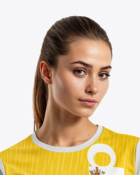 Female Soccer Goalkeeper Wearing Long Sleeve Jersey and Shorts Mockup
