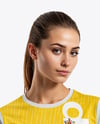 Female Soccer Goalkeeper Wearing Long Sleeve Jersey and Shorts Mockup