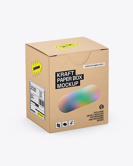 Kraft Paper Box Mockup – Half Side View (High-Angle Shot) - Cylindrical box mockup