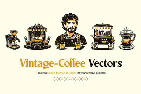 Vintage Coffee Vector Icons - Graphics