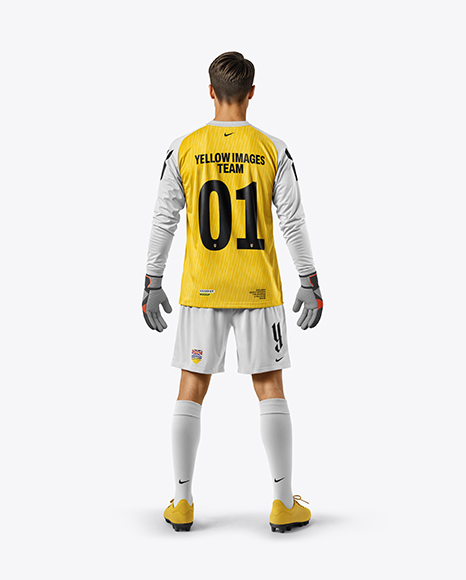 Soccer Goalkeeper Wearing Long Sleeve Jersey and Shorts Mockup - Jersey t shirt mockup