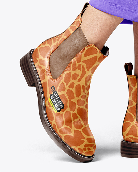 Chelsea Boots on Woman's Legs with Dress Mockup