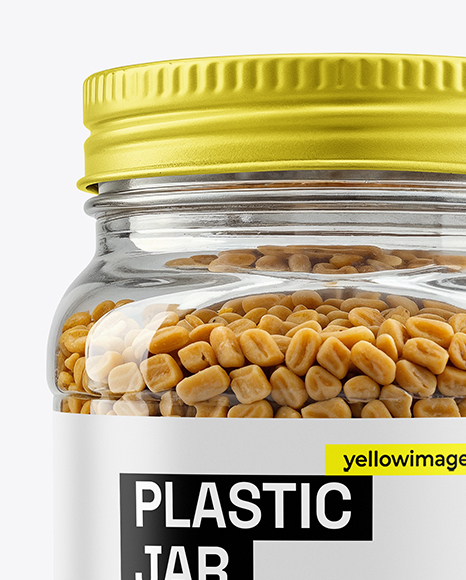 Plastic Jar with Fenugreek Seeds Mockup