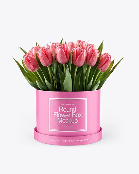 Round Flower Box Mockup - White box mockup