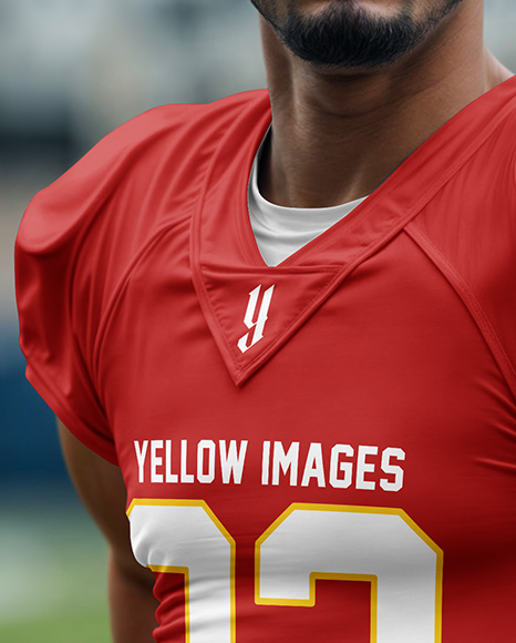 A Man Wearing a Full American Football Kit Mockup