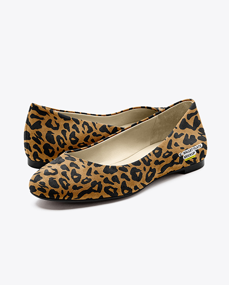Pair of Suede Ballet Flats Mockup - T shirt mockup flat lay