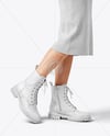 Combat Boots on Women's Legs with Dress Mockup