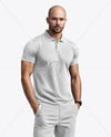 A Man Wearing a Polo Shirt and Pants Mockup