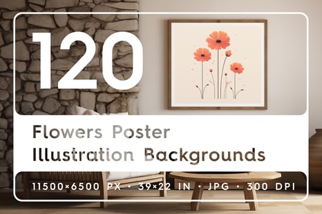 120 Flowers Poster Illustration Backgrounds - Graphics