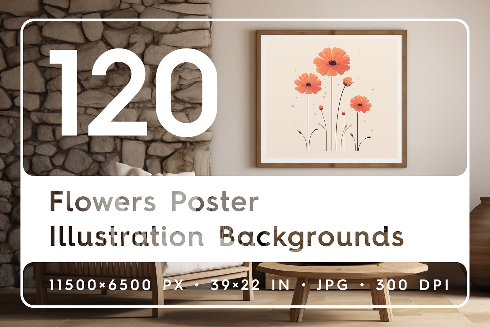 120 Flowers Poster Illustration Backgrounds