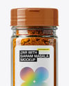 Square Glass Jar with Garam Masala Seasoning Mockup