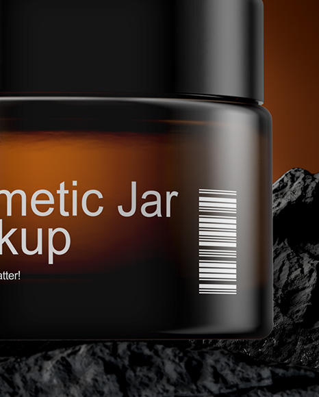 Amber Cosmetic Jar on the Rock Mockup