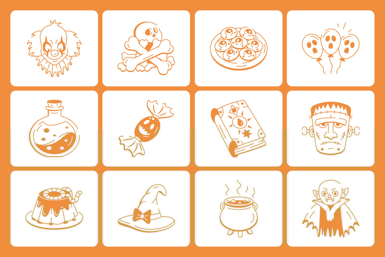 Halloween Doodles Icons Set