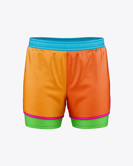 Men's Double-Layer Shorts Mockup - Front View