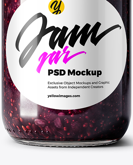 Clear Glass Jar with Black Grape Jam Mockup