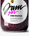 Clear Glass Jar with Black Grape Jam Mockup