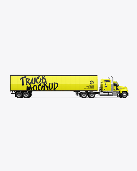 Truck Semi Trailer Mockup - Side View - Vehicle mockups