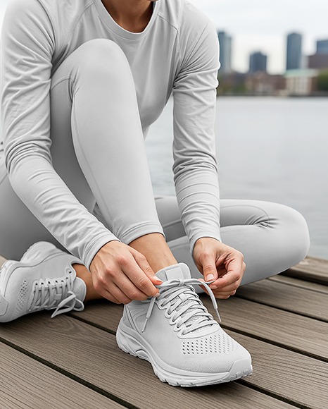 Woman Wearing In Running Kit Mockup