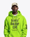 Black Man Wearing Hoodie and Baseball Cap Mockup