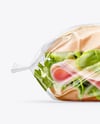 Clear Plastic Flow-Pack with Sandwich in Kraft Paper Sleeve Mockup