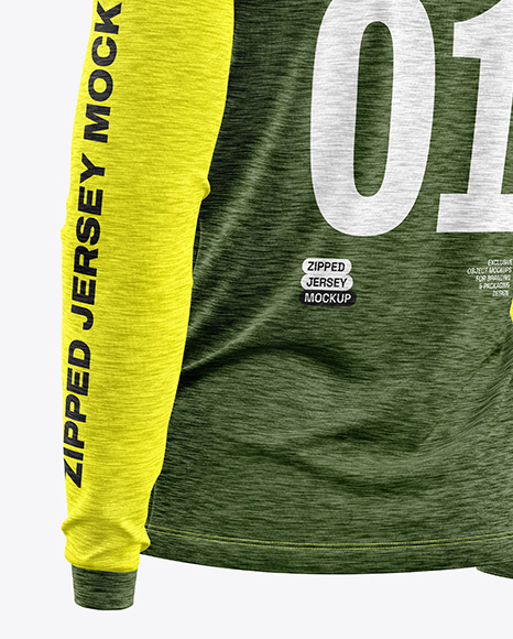 Melange Jersey Mockup - Back Half Side View