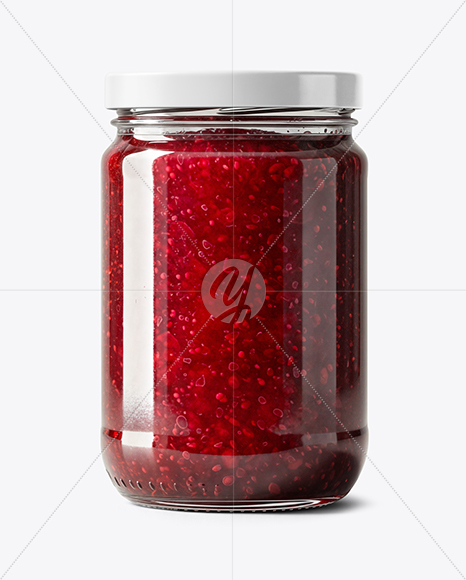 Glass Jar with Cherry Jam Mockup