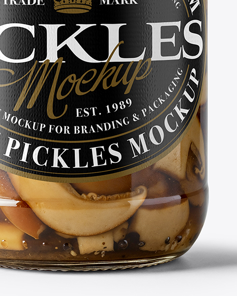 Glass Jar with Porcini Mushrooms Mockup