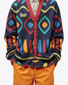 Black Man Wearing Cardigan and Pants Mockup