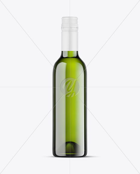 Green Glass White Wine Bottle Mockup