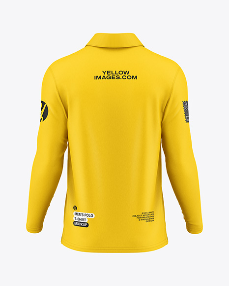 Men's Long Sleeve Polo Shirt Mockup - Back View - Men's+Long+Sleeve+Polo+Shirt+-+Back+View+in+Apparel+...
