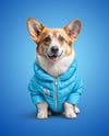 Corgi Wearing a Puffer Jacket Mockup