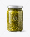 Glass Jar with Green Relish Sauce Mockup
