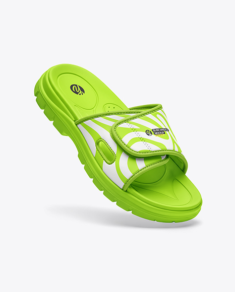 Floating Velcro Slide Sandal Mockup - Shoe mockups