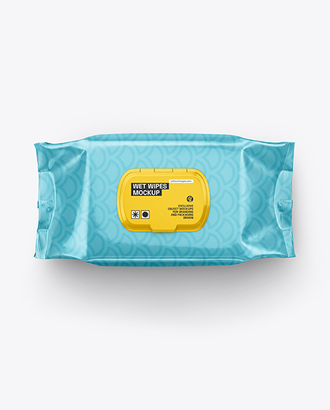 Glossy Wet Wipes Pack Mockup