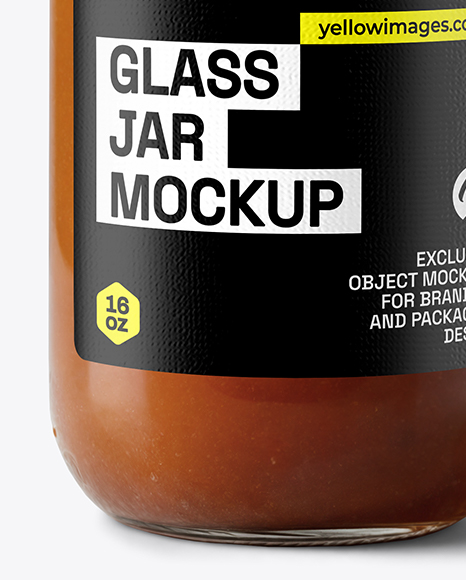 Clear Glass Jar with Beef Bone Broth Mockup