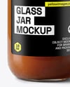 Clear Glass Jar with Beef Bone Broth Mockup