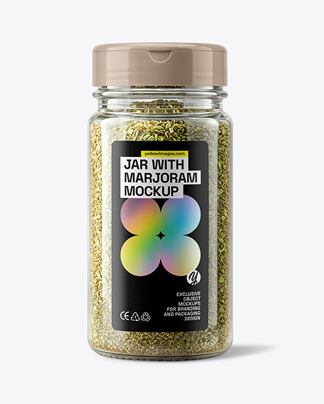 Plastic Jar with Marjoram Spice Mockup - Seasoning mockup